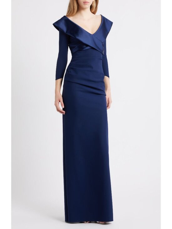 Chiara Boni Dresses & Skirts - 🆕CHIARA BONI Suli Ra Wrap Column Gown Dress 6 Navy Blue